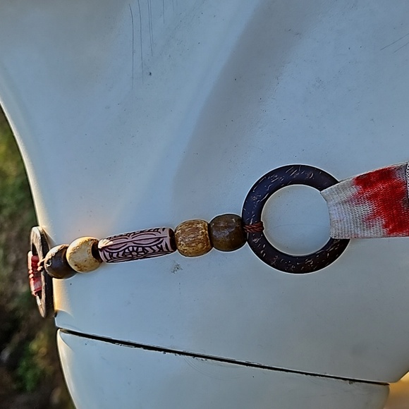 LaBelle Batik Tie Dye style beaded strap short dress size Sm polyester side zip - Picture 8 of 9